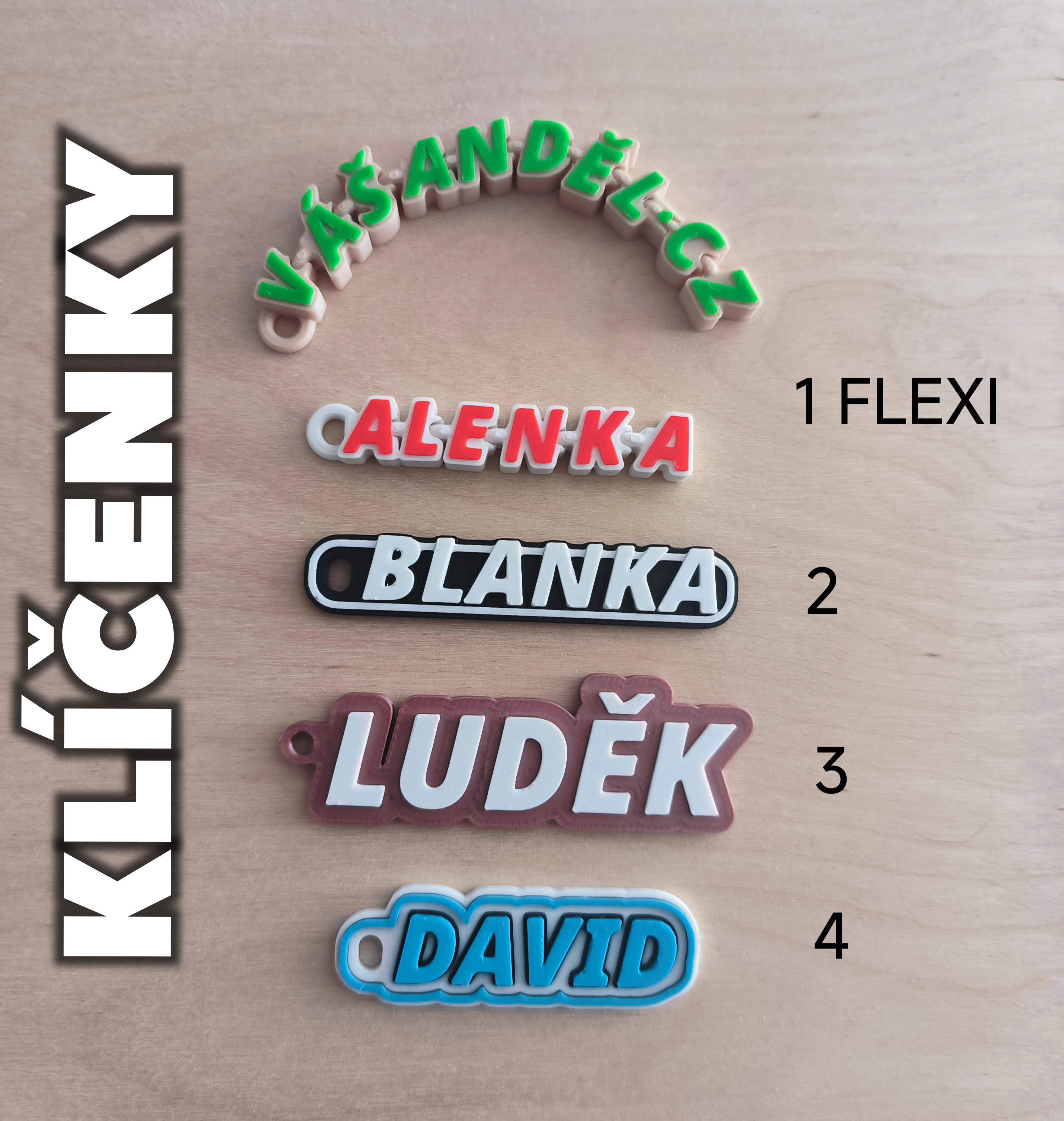 Klíčenka personalizovaná se jménem nebo vlastním textem