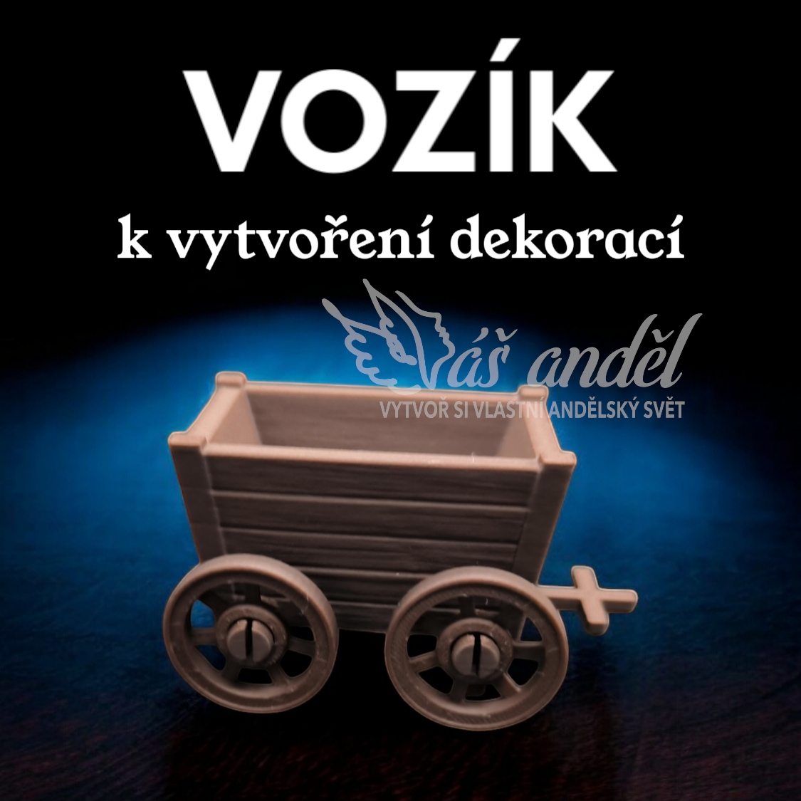 3D Dekorativní VOZÍK WoodenPla / více velikostí