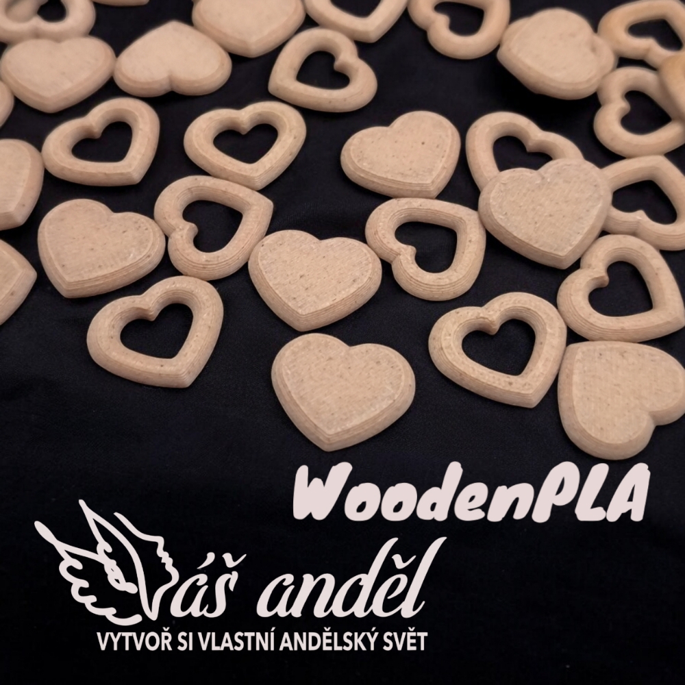 3D SRDCE u KŘÍDEL 2 cm  WoodenPla / sada 100 kusů / výběr dvou typů